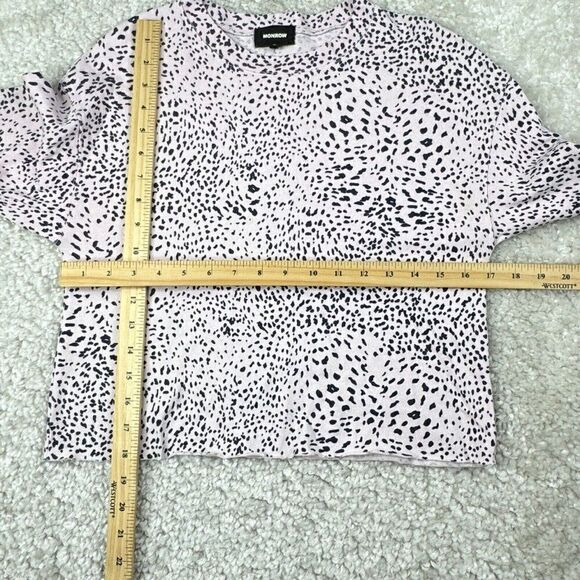 MONROW Mini Cheetah Print Lightweight Cropped Long Sleeve Tee - Picture 6 of 8